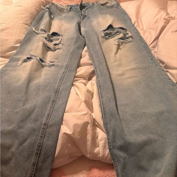 KanCan Distressed Light Blue Wide Leg Women's Jeans - Picture 1 of 4